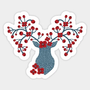 Scandinavian Deer Trophy Floral Antlers Sticker